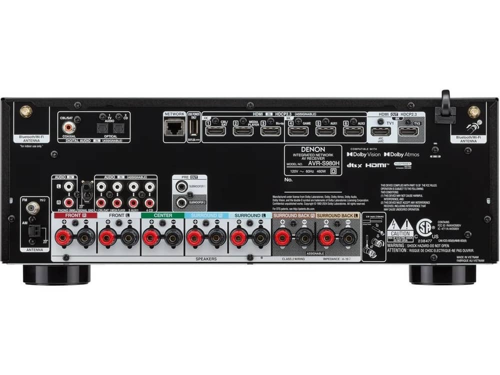 AVR-S980H AV receiver, rear panel