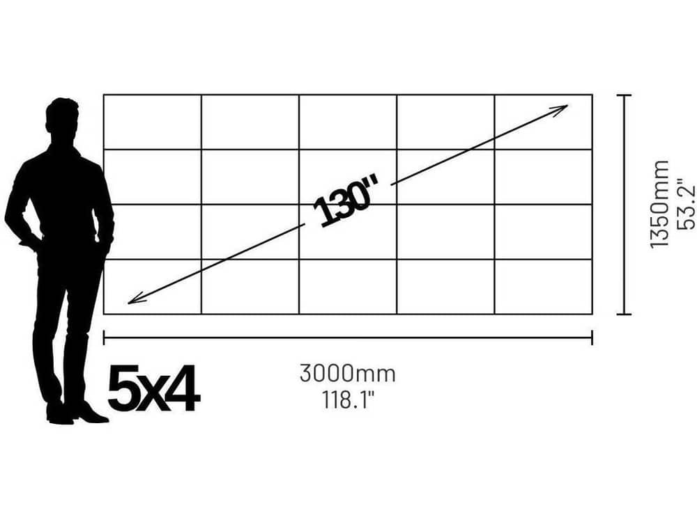 LP3050412S Phase 3840 130" 2.22:1 Cinemascope Video Wall (1.2mm) - size and dimensions diagram
