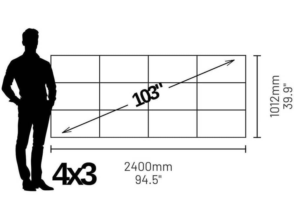 LP7040309S Phase 7680 103" 2.37:1 Cinemascope Video Wall (0.9mm) - size and dimensions diagram