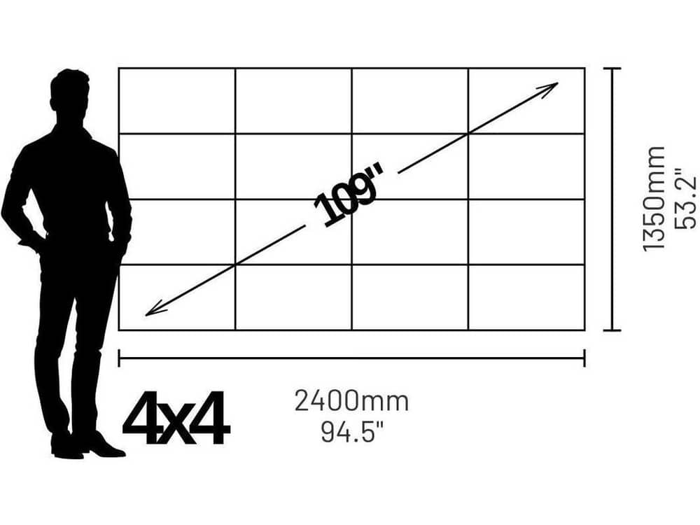 LP7040409S Phase 7680 109" 16:9 Widescreen Video Wall (0.9mm) - size and dimensions diagram