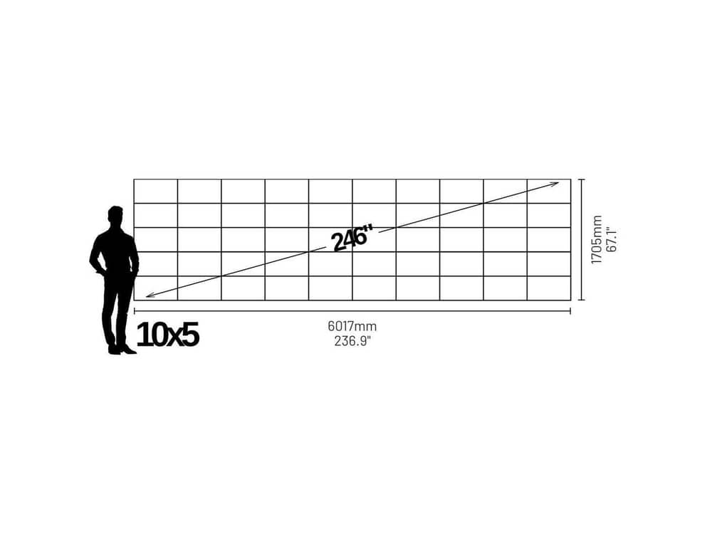 LP7100512S Phase 7680 246" 32:9 Ultrawide Video Wall (1.2mm) - size and dimensions diagram