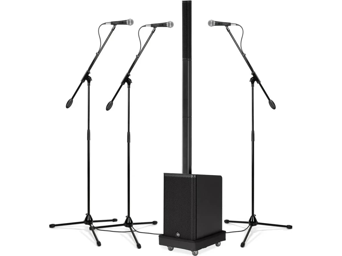 Auditorium Sound System with Yamaha STAGEPAS 1K Portable Bluetooth PA System and 3 UC1S Ultra-Clear Dynamic Vocal Microphones