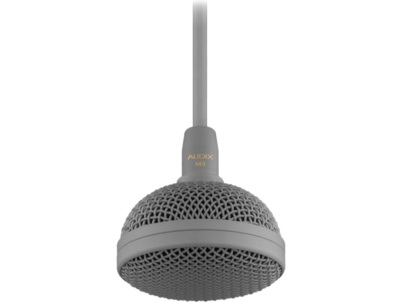 Audix M3G Tri-Element Pre-Polarized Condenser Hypercardioid Hanging Ceiling Microphone with 4' Cable - Gray