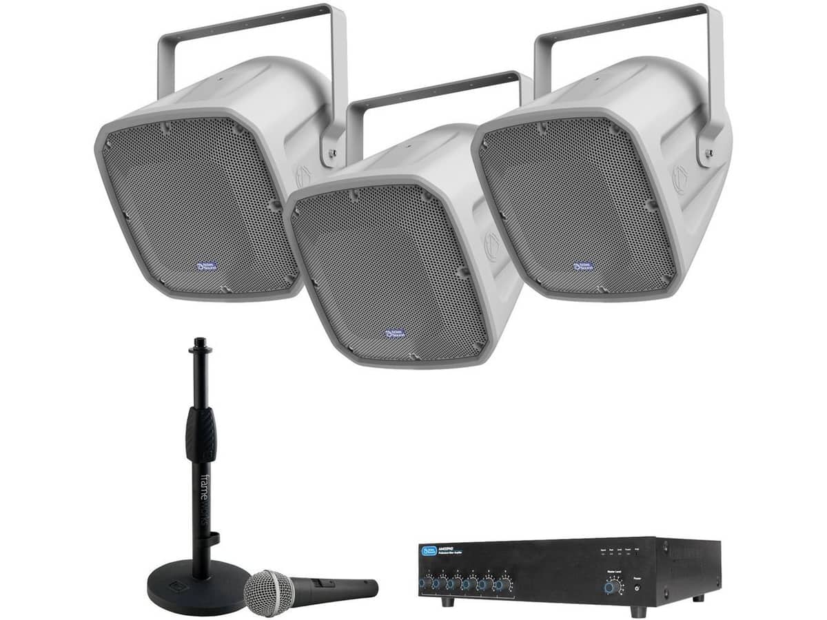 Baseball Field Sound System with 3 AtlasIED FS Series Arena Horns and Mixer Amplifier