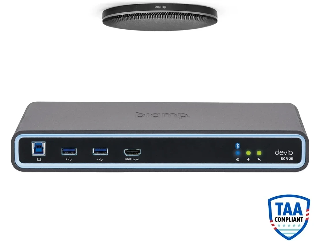 Biamp Devio SCR-25CX Web-Based Conferencing Hub with Ceiling Microphone - Black