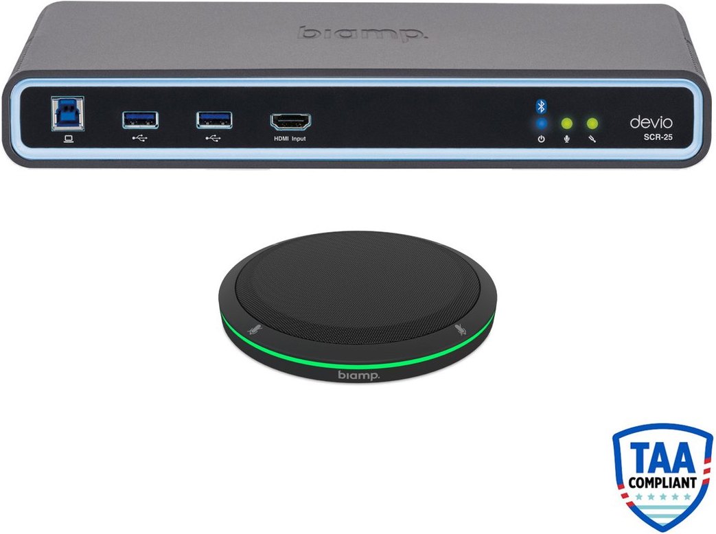 Biamp Devio SCR-25TX Web-Based Conferencing Hub with Tabletop Microphone - Black