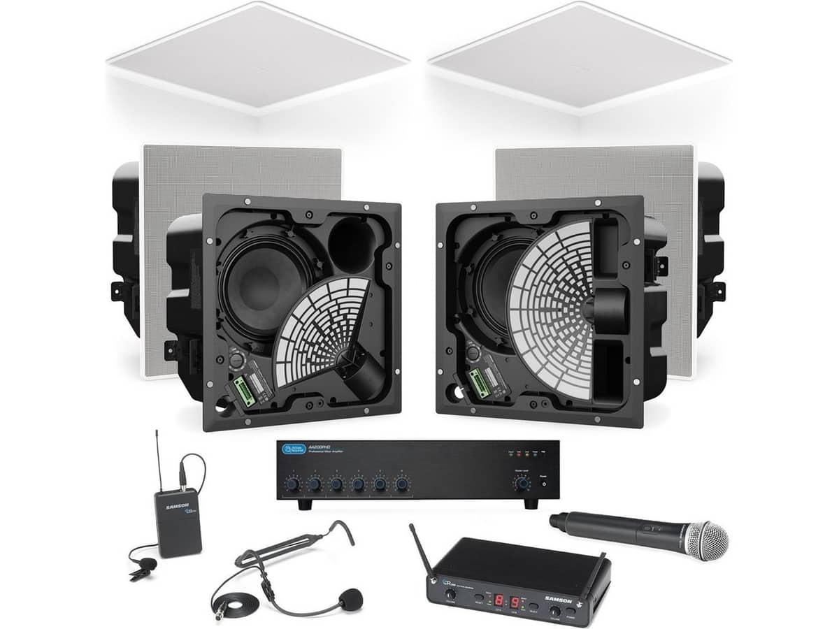 Conference Room Sound System with 6 Bose Professional EdgeMax Premium In-Ceiling Loudspeakers with Wireless Microphone System