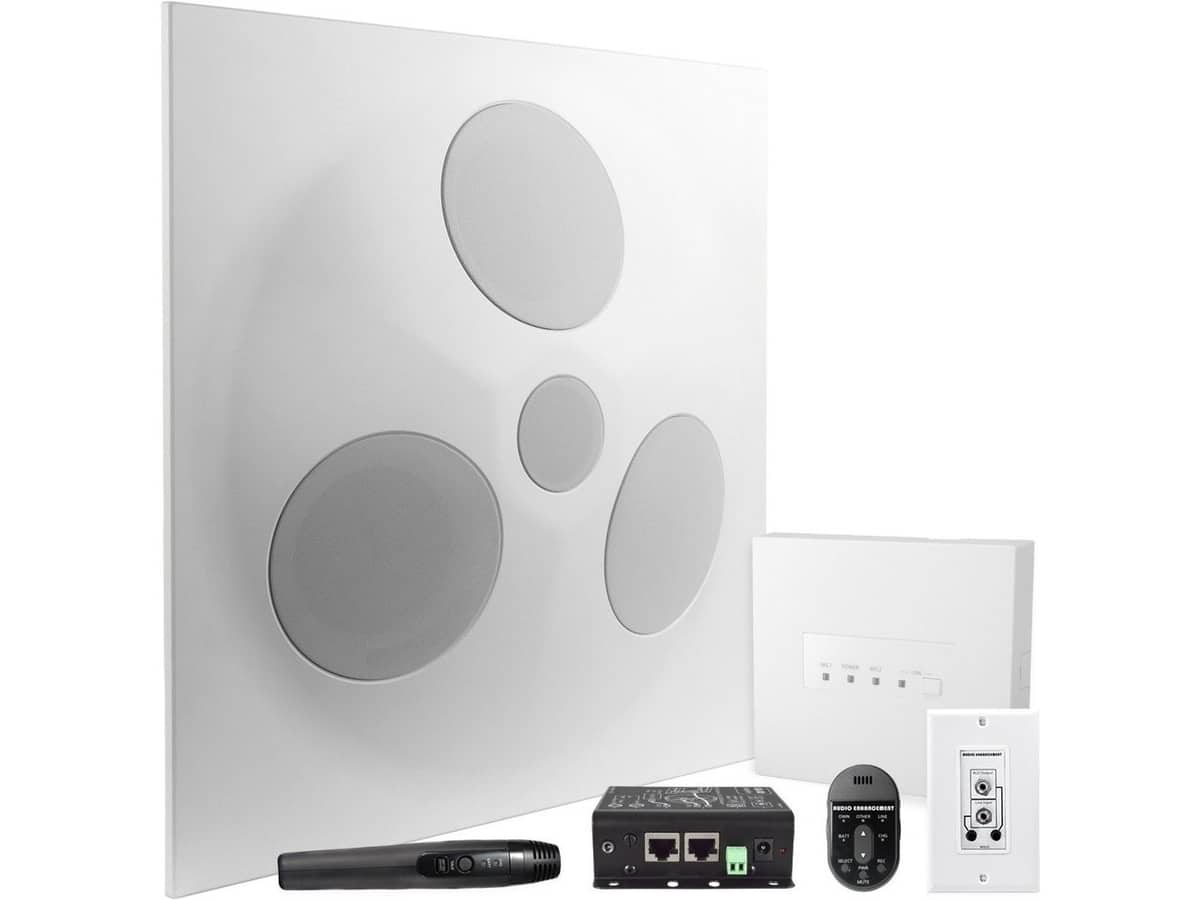 AV Audio System with SD5 SuperDispersion 360° Coverage Ceiling Speaker Array and 2 Wireless Microphones
