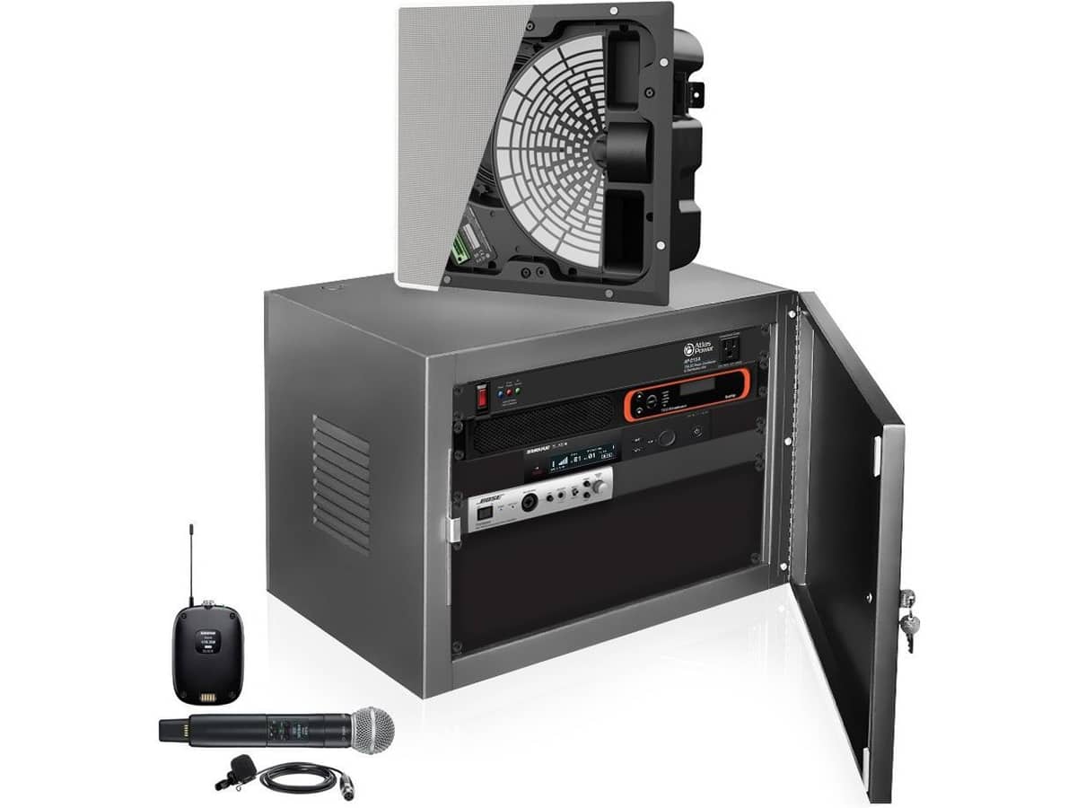Teleconference Room Sound System with Bose Professional EdgeMax EM180 Premium In-Ceiling Loudspeaker and FreeSpace IZA 190-HZ Zone Amplifier