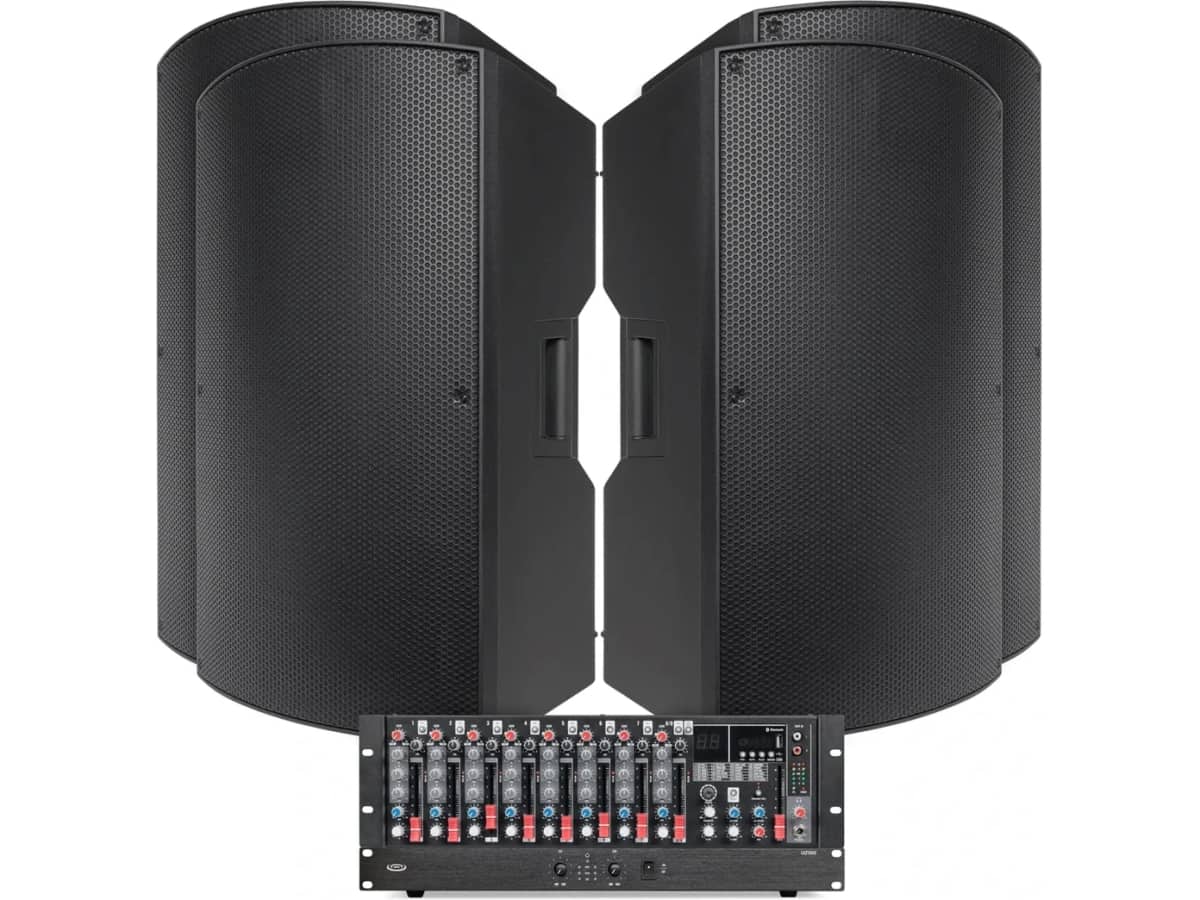 Fitness Audio System with 4 P115 15" Passive PA Speakers, MX9 9-Channel Mixer and LA21000 1000W Power Amplifier