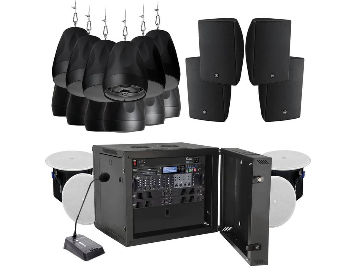 Multi-Zone Distributed Commercial Warehouse Facility Sound System for Background Music and Paging up to 8,000 SF (Up to 4 Zones)