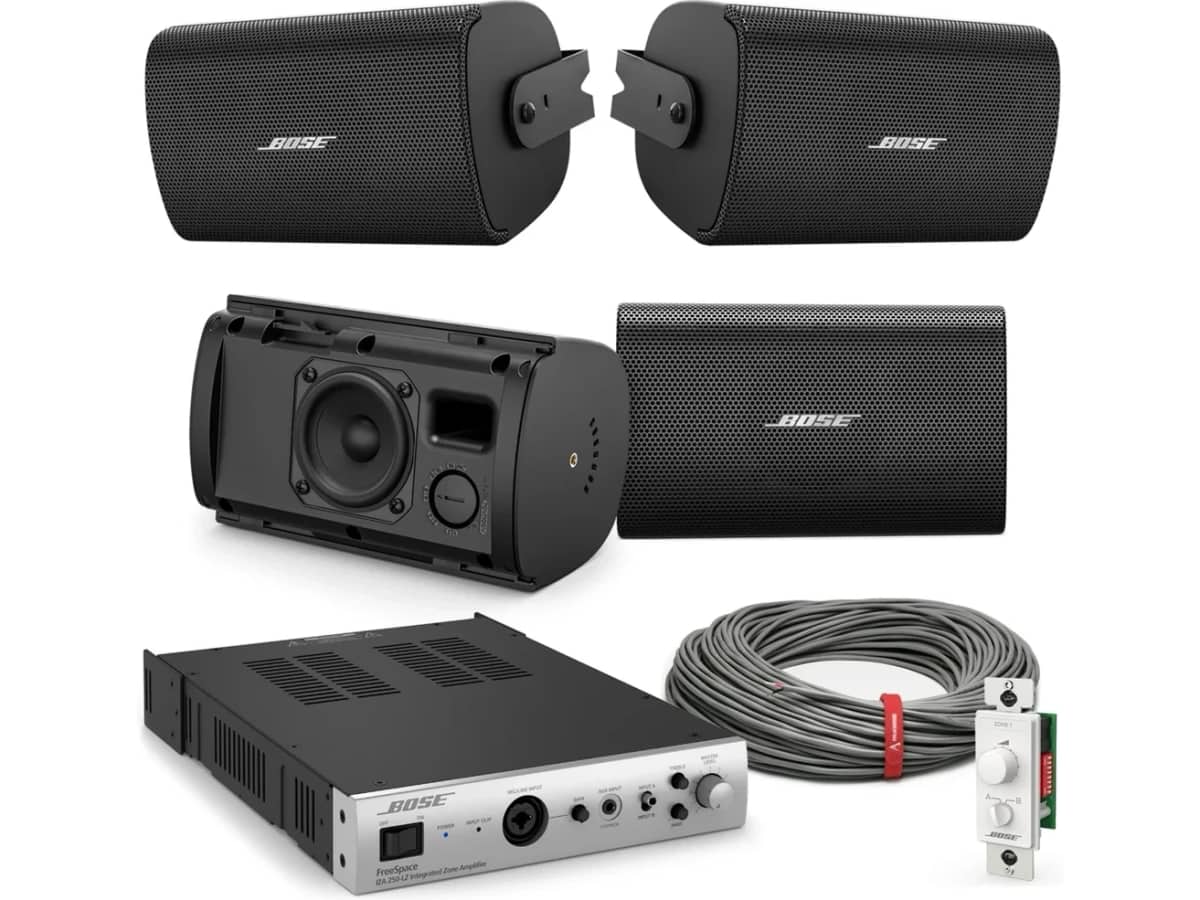 Office Sound System with 4 Bose Professional FreeSpace FS2SE Wall Mount Speakers and IZA 250-LZ Integrated Zone Amplifier