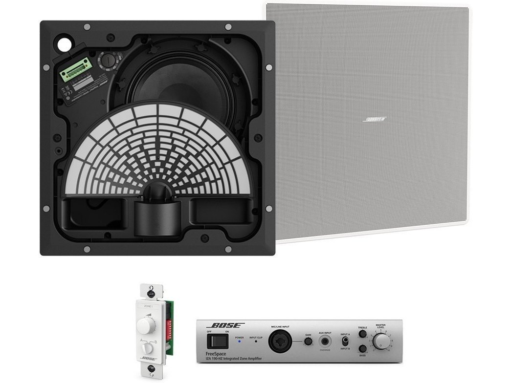 Restaurant Sound System with 2 Bose Professional EdgeMax EM180 Premium In-Ceiling Loudspeakers and IZA 190-HZ Amplifier