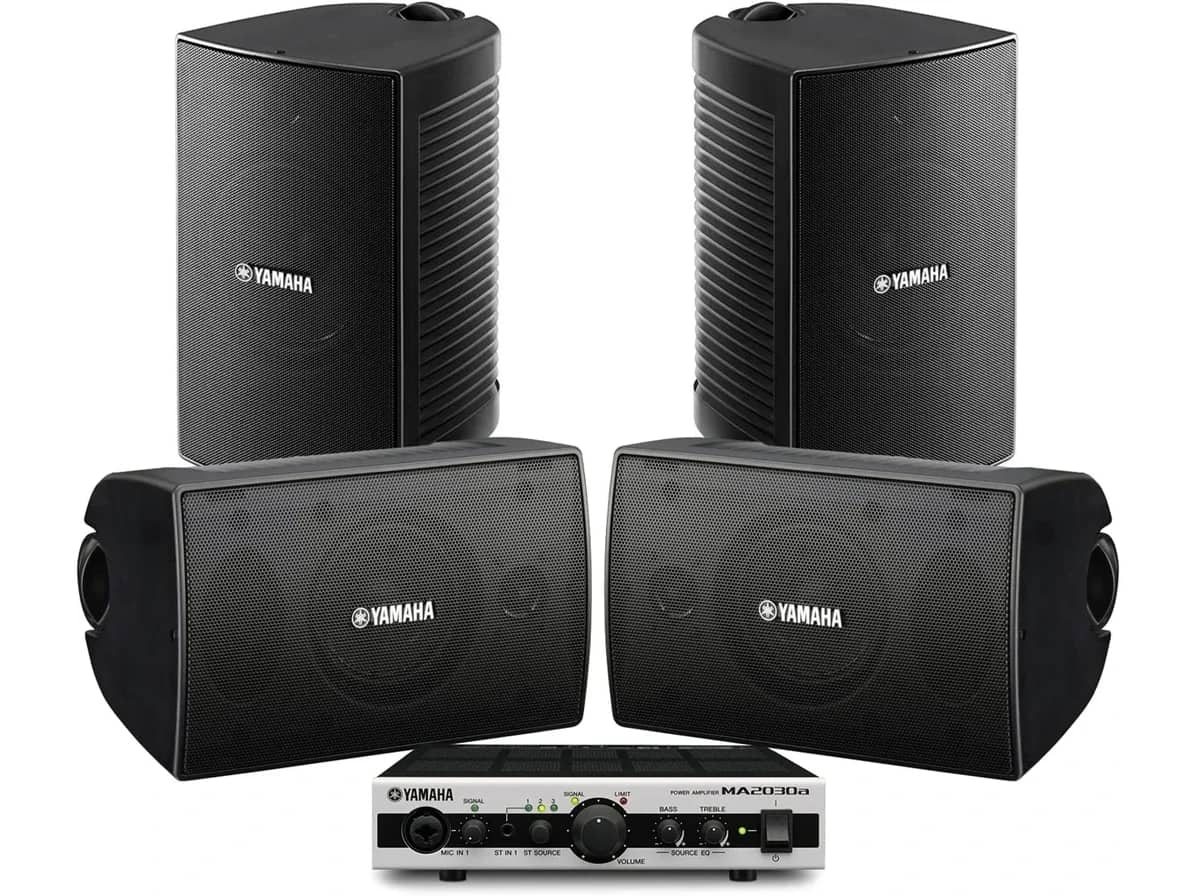 Yamaha Restaurant Sound System for Foyer with 4 VS4 Wall Mount Speakers and MA2030a Mixer Amplifier