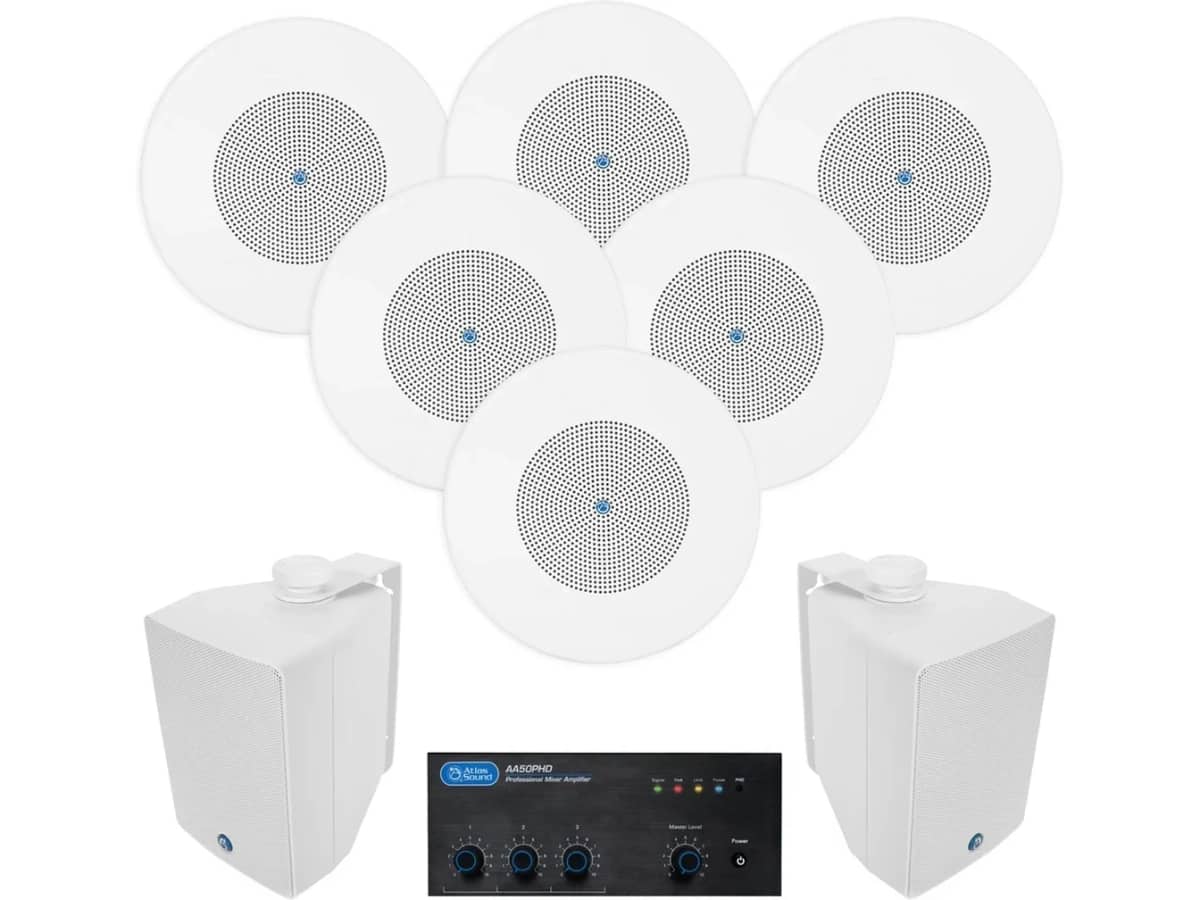 Convenience Store Sound System with Indoor Outdoor AtlasIED Speakers and AA50PHD Mixer Amplifier