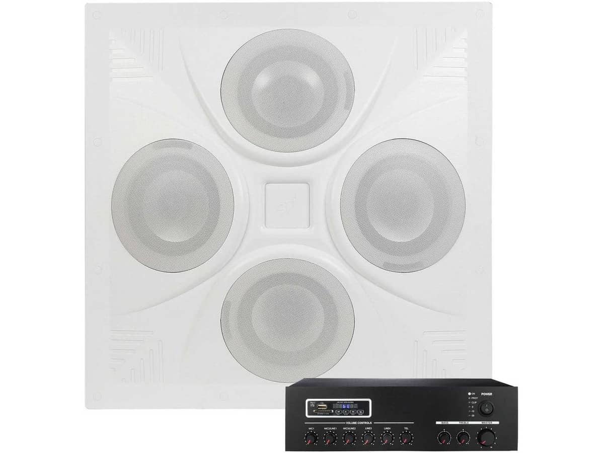 Retail Store and Restaurant Sound System with a Ceiling Speaker Array and MA30BT Bluetooth Mixer Amplifier