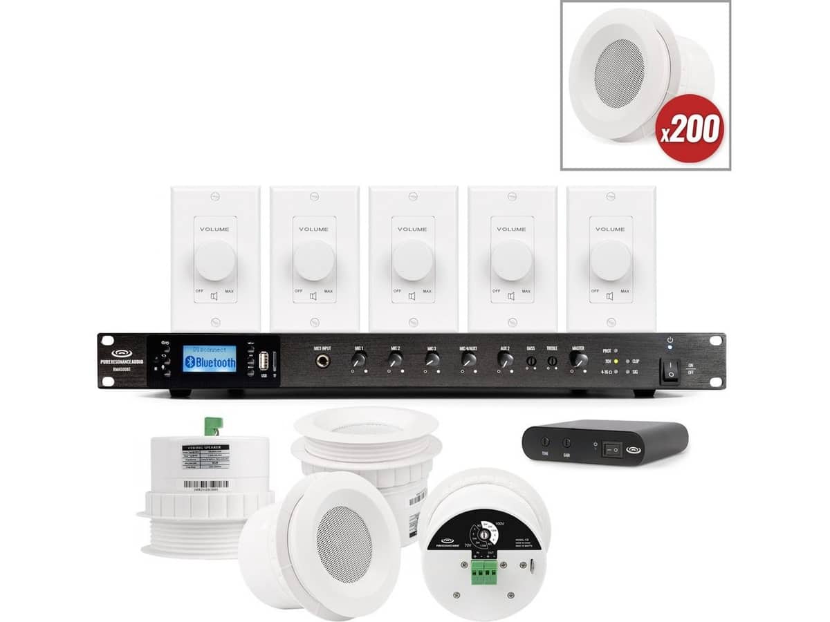 Multi-Floor Medical Facility Sound Masking System with 200 Ceiling Speakers, Sound Masking Generator and Volume Controls for up to 50,000SF
