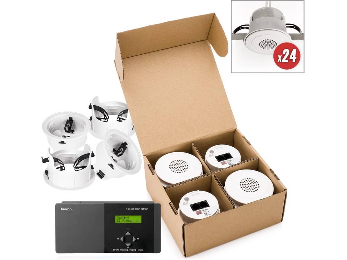 Speech Privacy System with Cambridge Drywall Mount Sound Masking Emitters and White Noise Generator for up to 2400SF