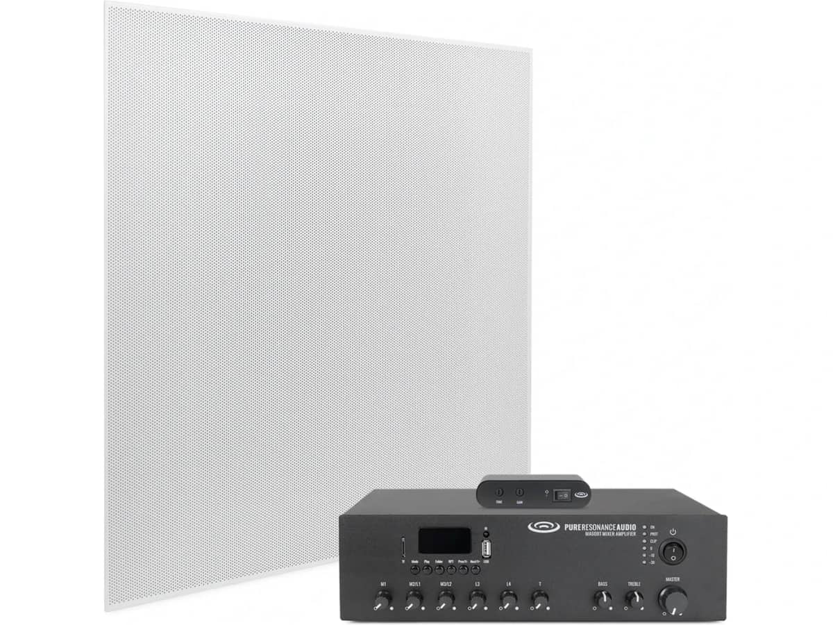 Sound Masking Speaker System with 6 SP8 Low-Profile 2x2 Ceiling Tile Speakers, MA60BT 60W Mixer Amplifier and SMG1 Sound Masking Generator