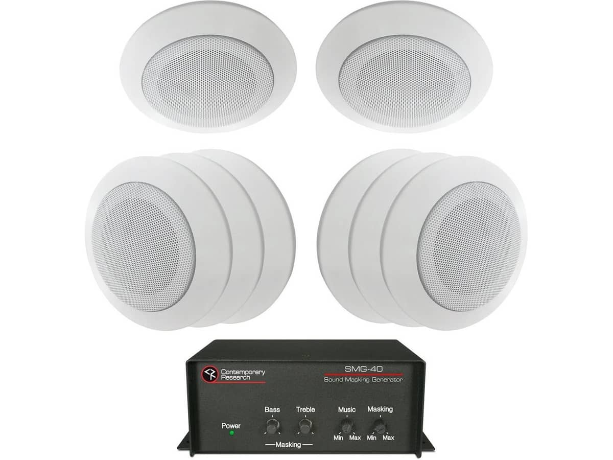 Sound Masking System with 8 AtlasIED BT720-4 4" In-Ceiling Loudspeakers with Contemporary Research SMG-40 Sound Masking Generator