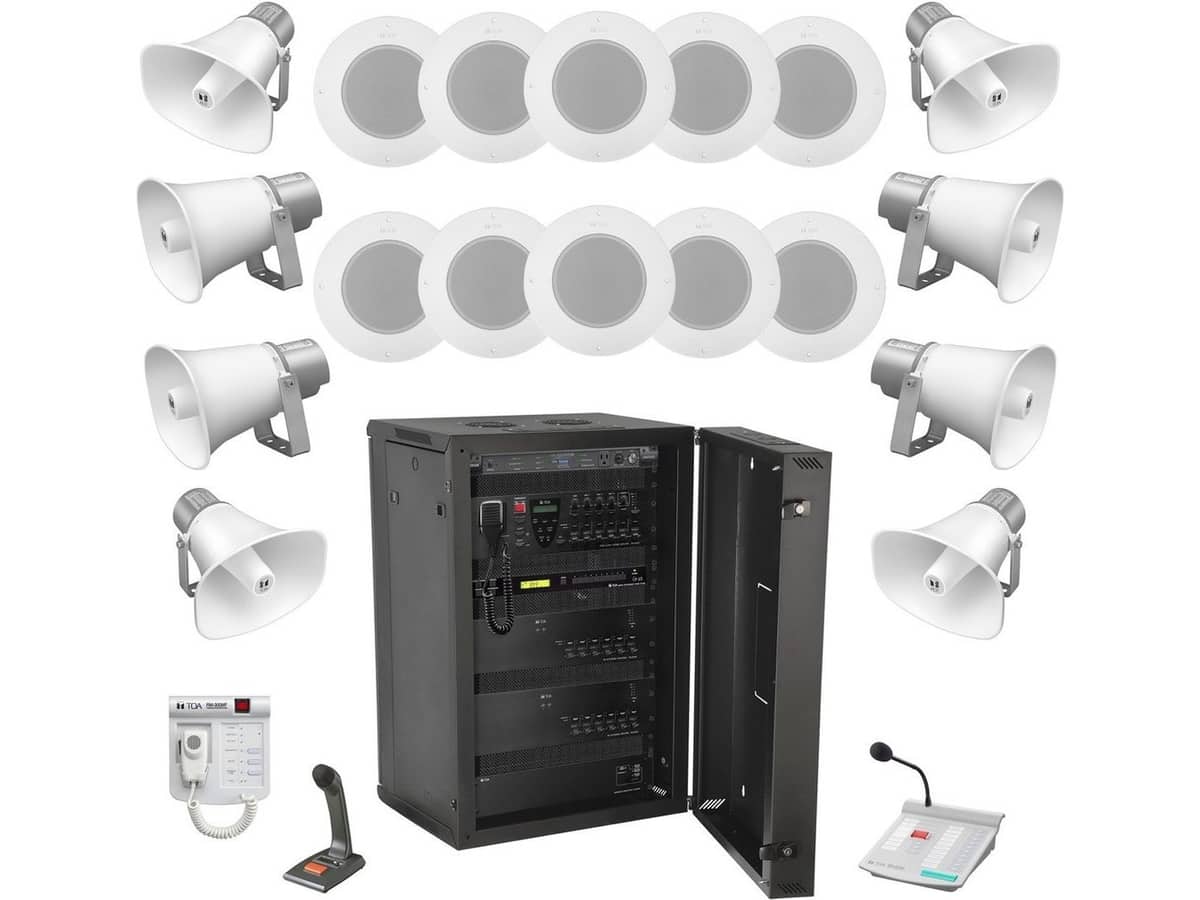 Public Address and Alarm Emergency Evacuation Sound System with Alert Paging and Background Music